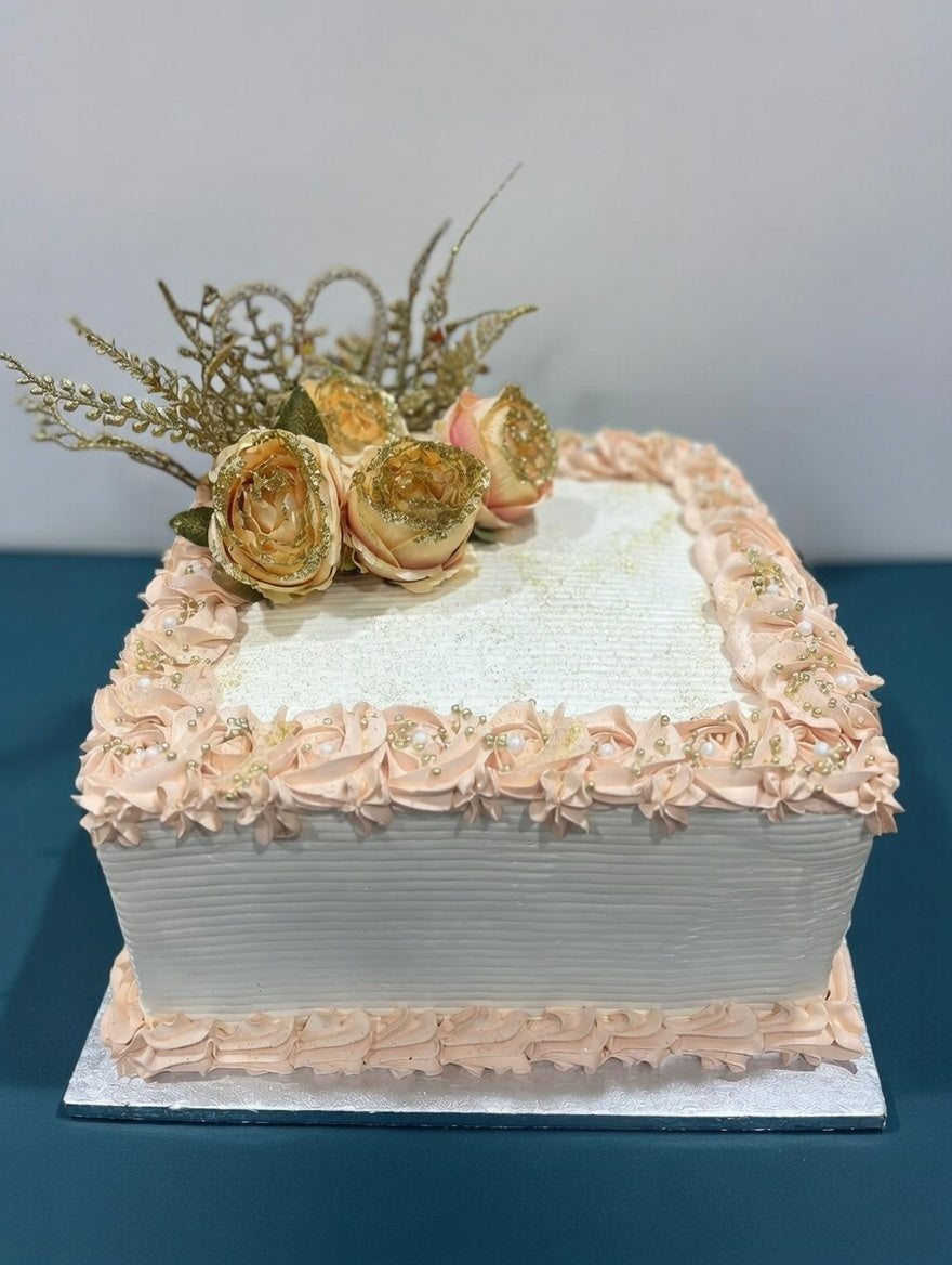 Elegant Square Celebration / Nikkah / Engagement Cake