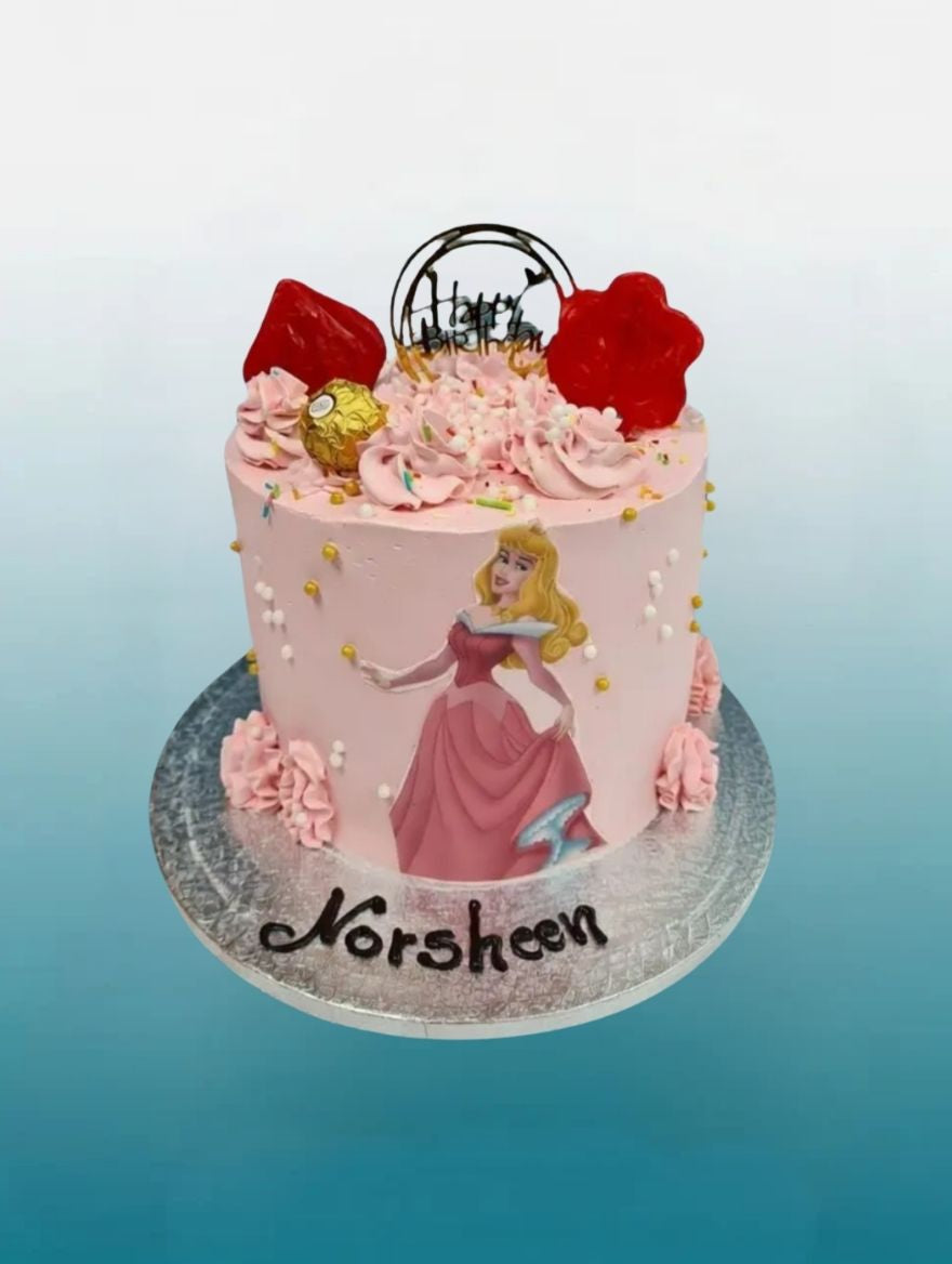 Aurora Princess Celebration Girl Cake | Personalised Birthday Tall Cake