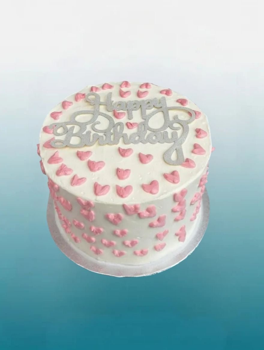 Pink Petal Hearts Vintage Cake | Personalised Celebration Cake