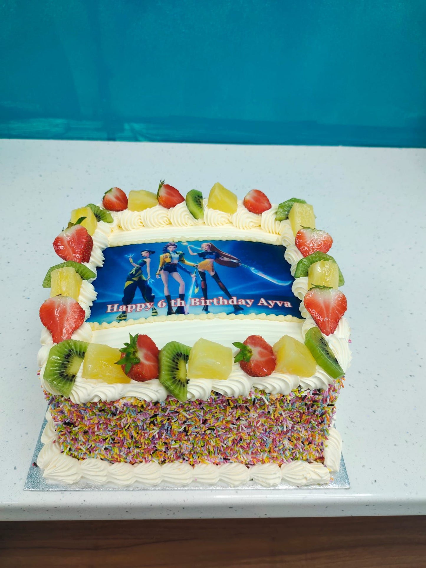 Tropical Sprinkles Custom Photo Birthday Cake