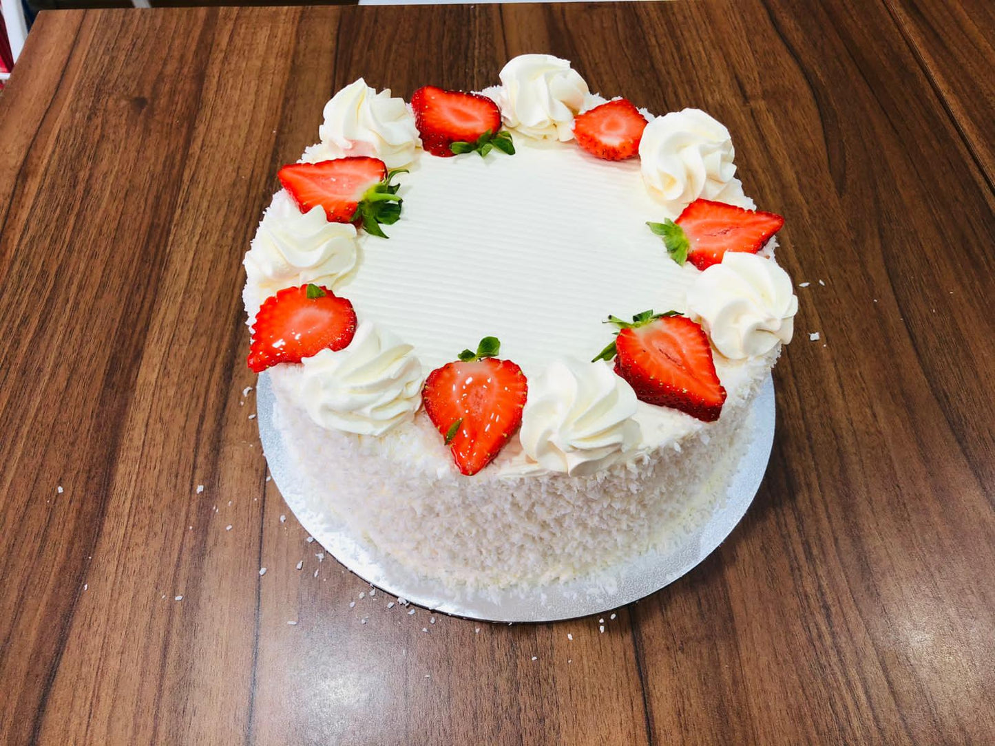 Snowy Coconut Strawberry Cake