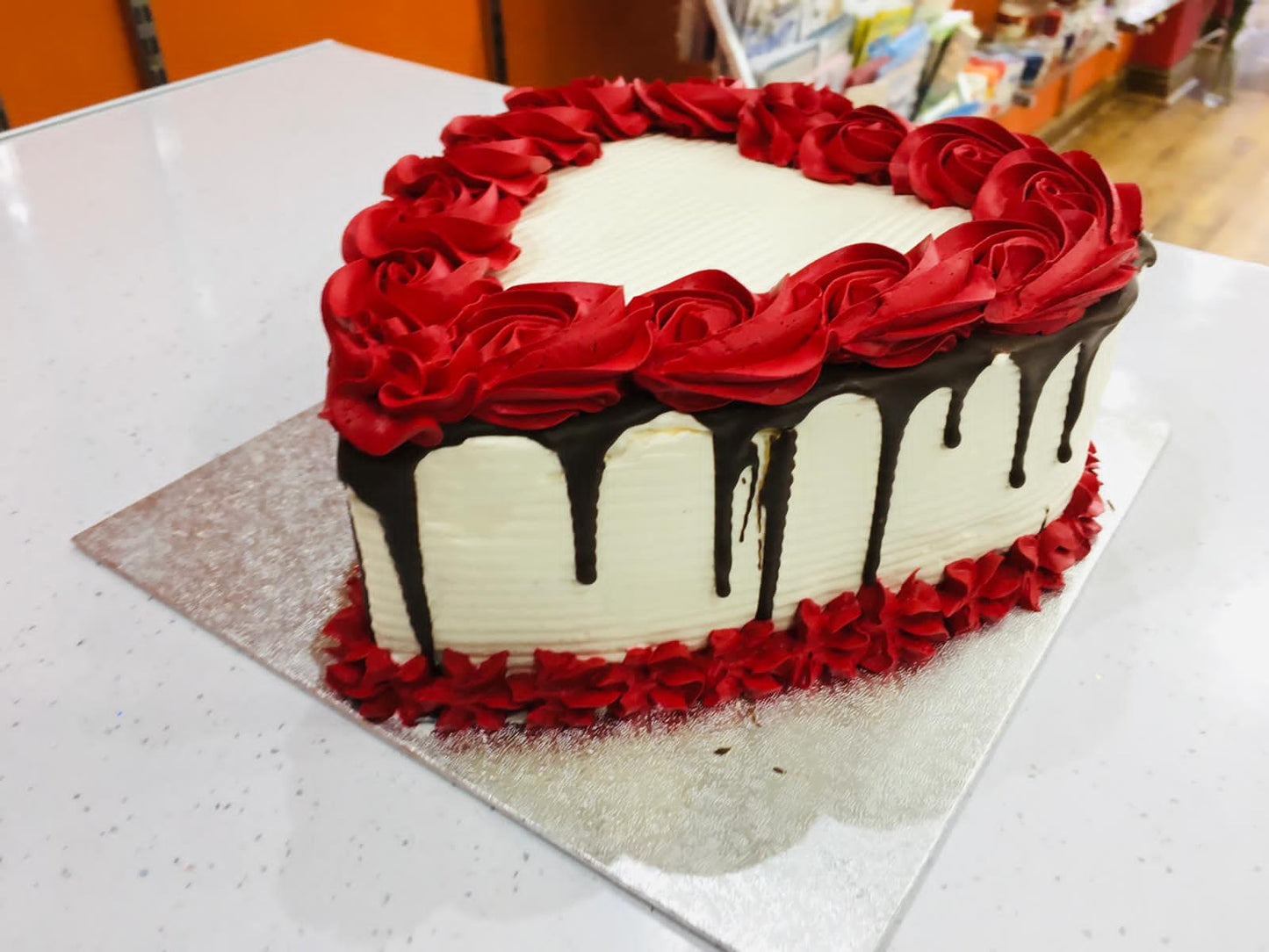 The Red Drip Heart Shape Cake