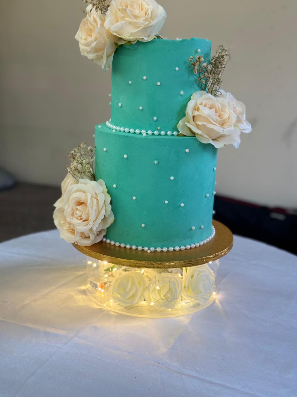 Teal Garden Tiered Cake