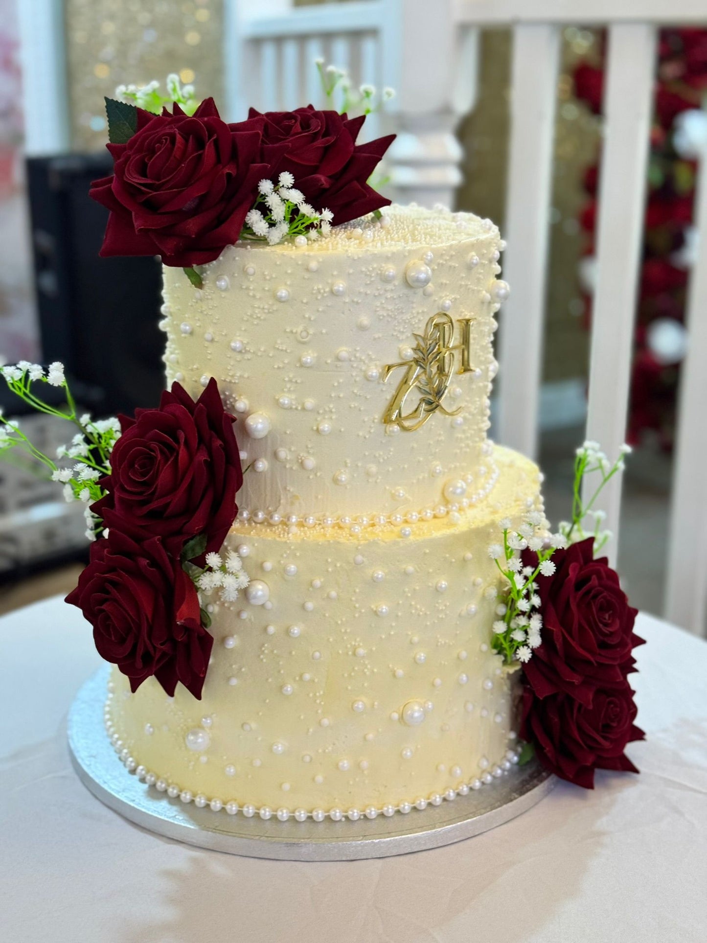 Rose Elegance Wedding Cake (Colour Customise)