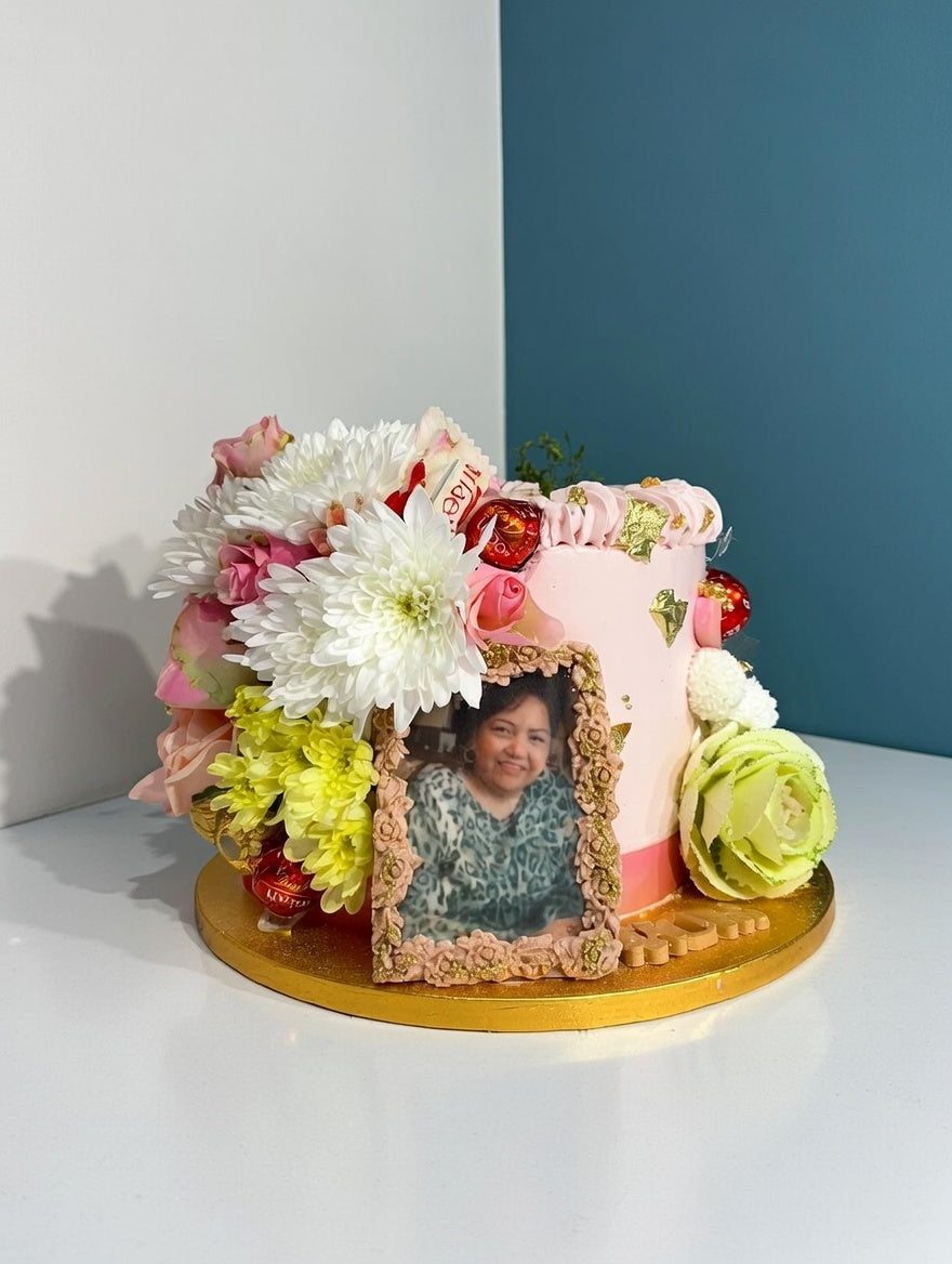 Floreal Birthday Cake with Photo Frame