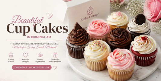 Cup cakes Birmingham collection with beautifully decorated fresh cupcakes by Cake Corner.