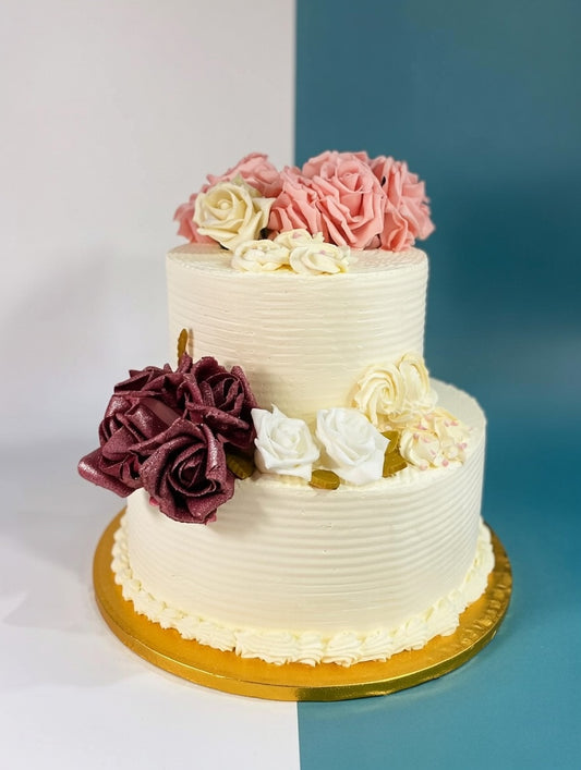 Classic Two-Tier Celebration Wedding / Nikkah / Engagement Cake