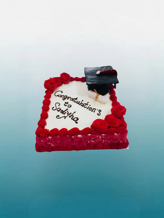 Rose Graduation Square Cake | Personalised Graduation Celebration Cake