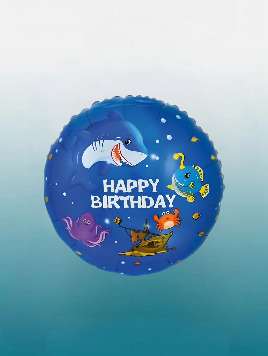 18" Happy Birthday Shark Balloon | Shark Party Balloon