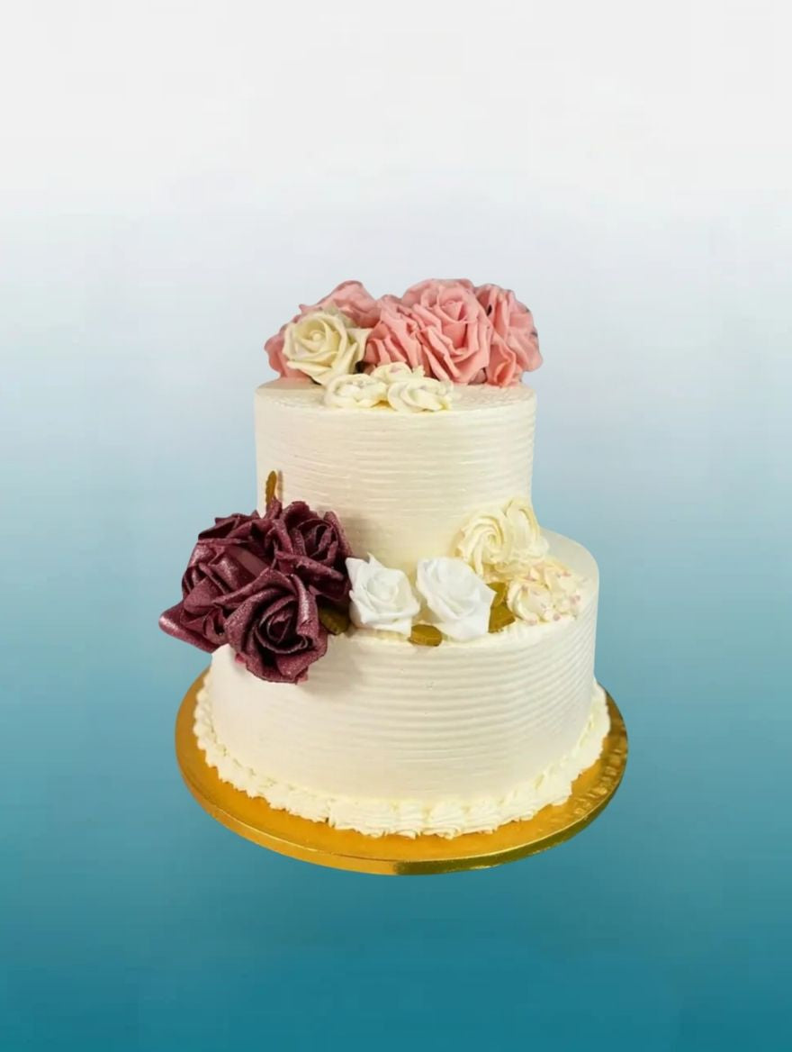 Classic Harmony 2-Tier Wedding Cake | Elegant Nikkah Celebration