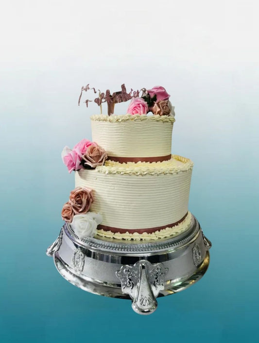 Classic Round 2-Tier Wedding Cake | Elegant Nikkah Cake