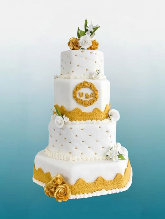 Royal 4-Tier Mehndi Wedding Cake | Luxury Nikkah Celebration