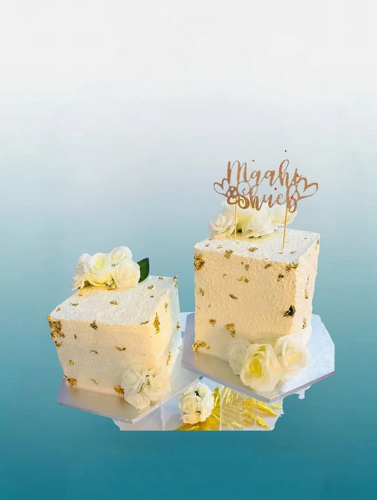 Set of Two Elegant Square Celebration / Nikkah /Engagement/ Wedding Cakes