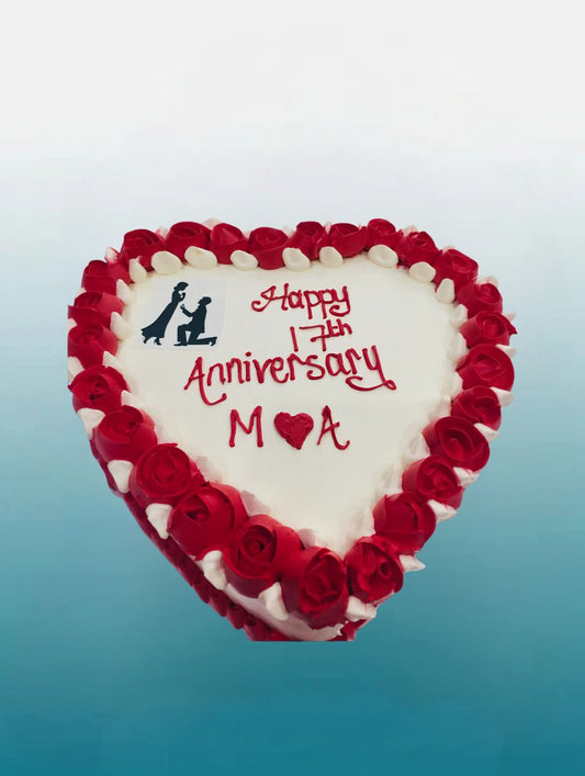 Anniversary Heart Shape Cake | Personalised Romantic Heart Cake