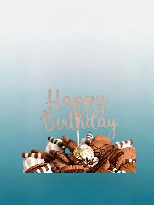 Rustic Happy Birthday Cake Topper | Wooden Birthday Cake Decoration