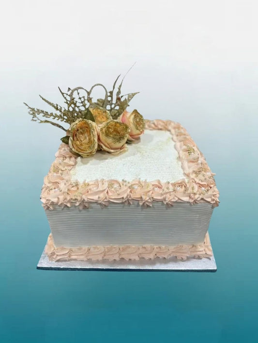 Elegant Square Celebration Cake | Nikkah & Engagement Cake