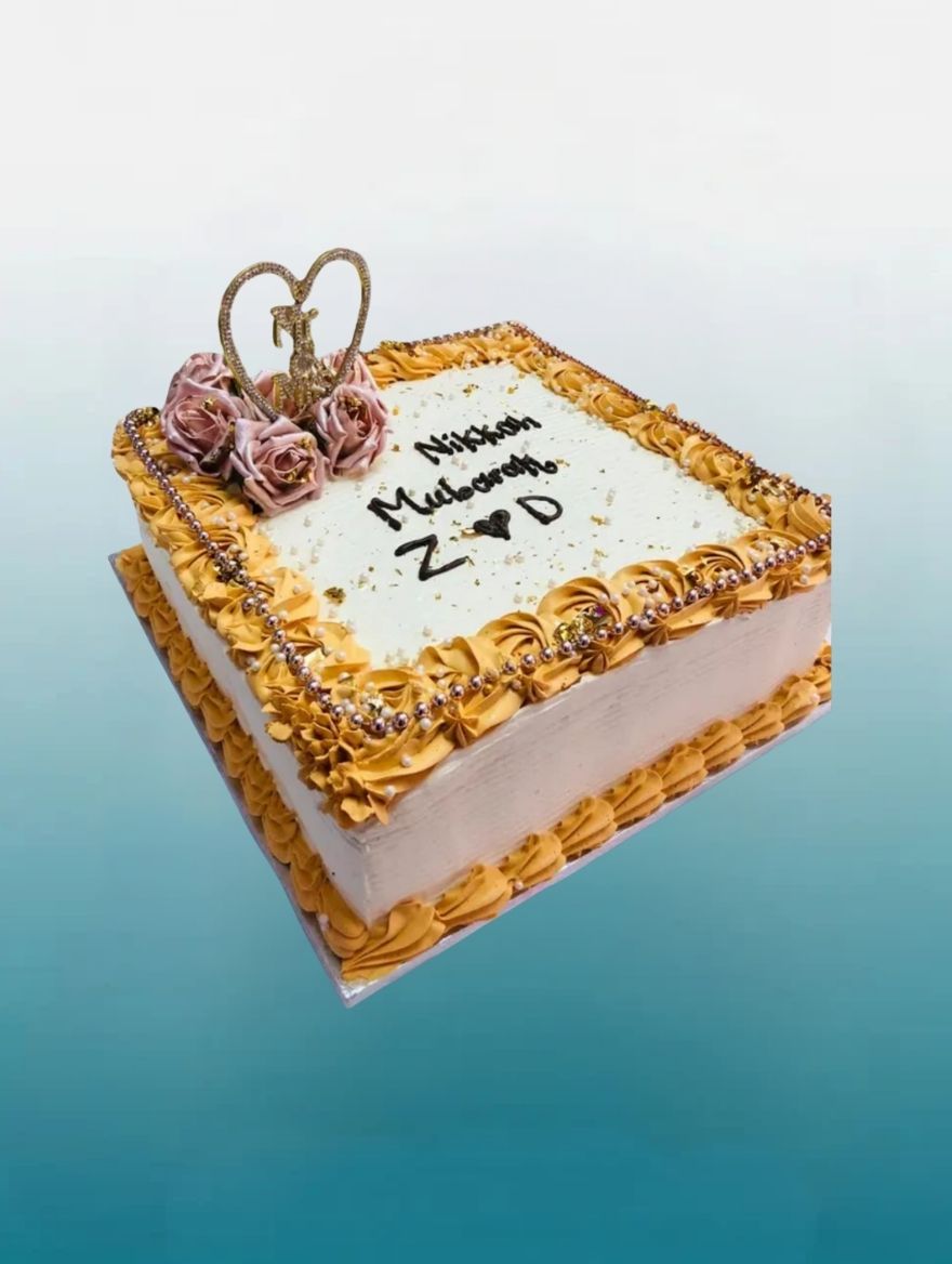 Pearl Square Nikkah Cake | Elegant Wedding & Engagement Cake