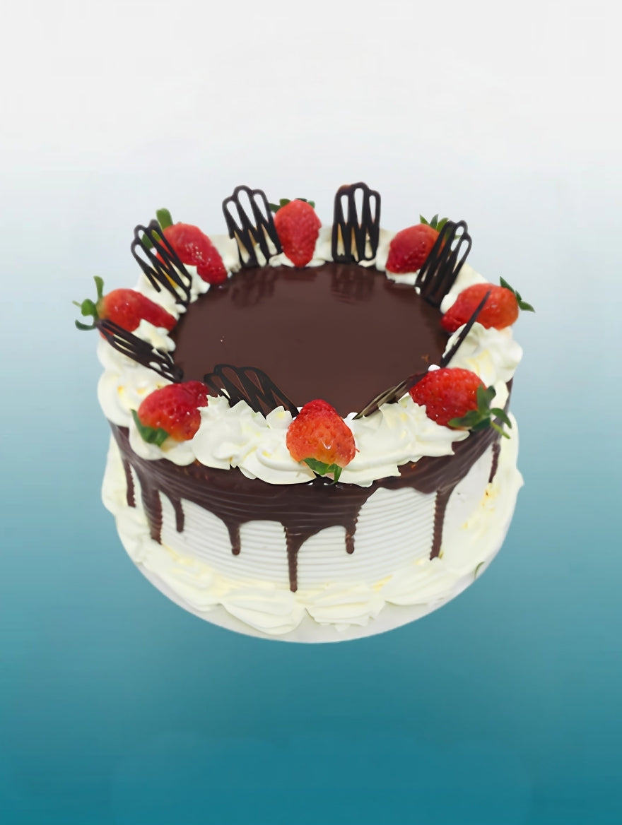 Midnight Strawberry Drip Cake