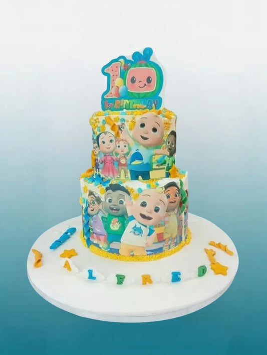 CoComelon Celebration Tier Cake | Personalised 1st Birthday Cake