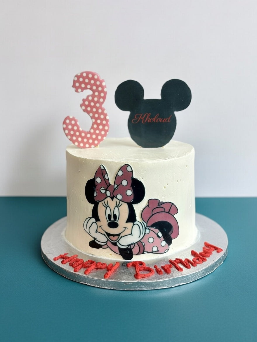 Sweet Minnie or Micky Birthday Cake