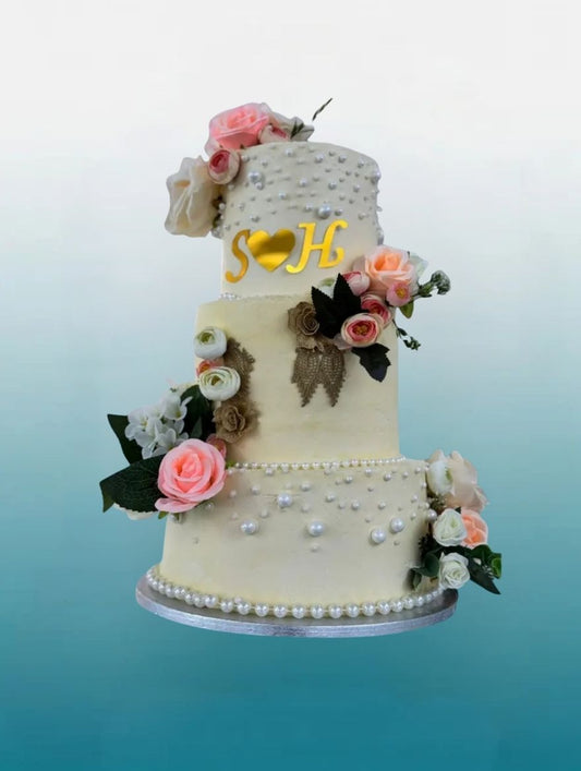 The Pearl Blush 3 Tier Wedding Cake | Luxury Wedding Cake