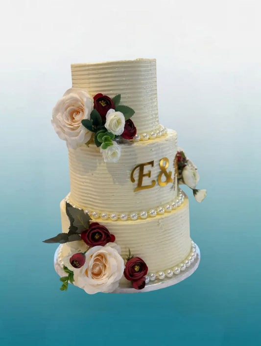Ruby Rose Elegance Wedding Cake | Luxury Two Tier Wedding Cake