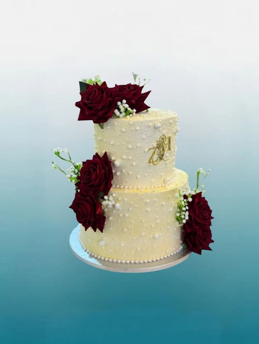 Rose Elegance Wedding Cake | Luxury Tiered Cake