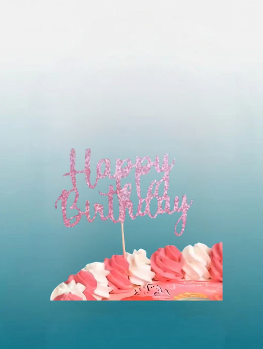Glitter Happy Birthday Cake Topper | Sparkle Birthday Decoration