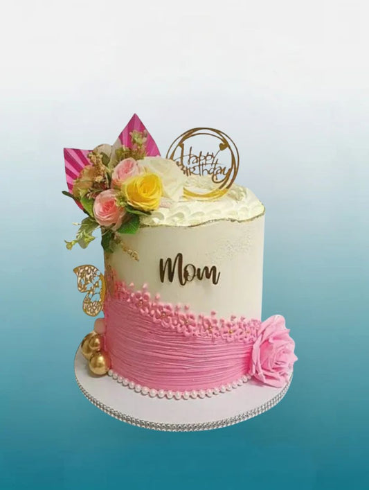 The Golden Elegance "Mom" Birthday Cake
