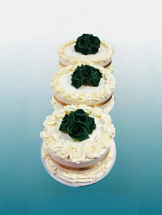 Rose & Gold Ribbon Wedding Cake | Elegant Celebration Cake