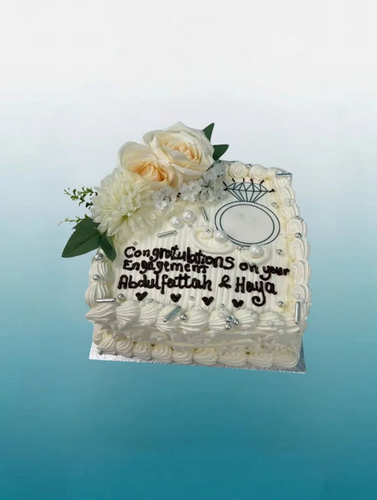 Engagement and Anniversary Celebration Square Cake