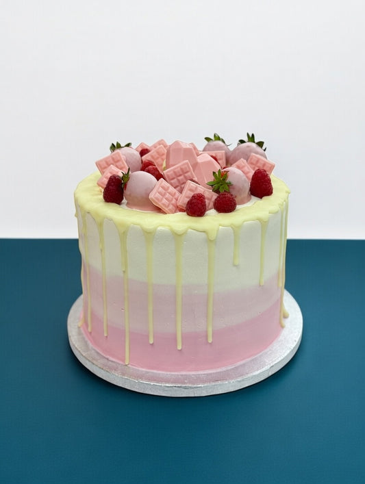 Loaded Strawberry and Berries Pink Ombré Cake