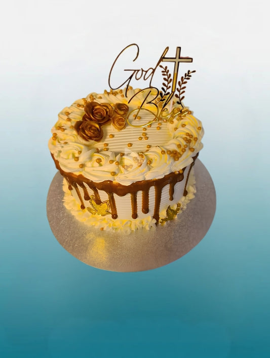 The Golden Blessings Drip Cake ( Customised Cake Topper)