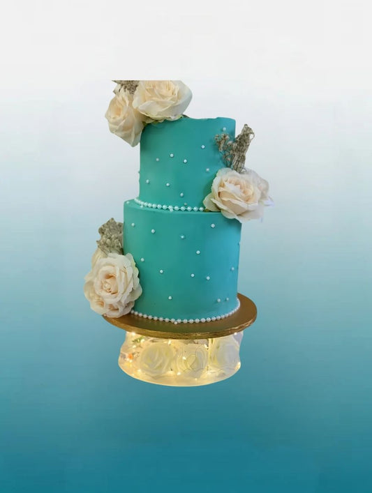 Teal Garden Tiered Cake | Luxury Wedding Celebration Cake