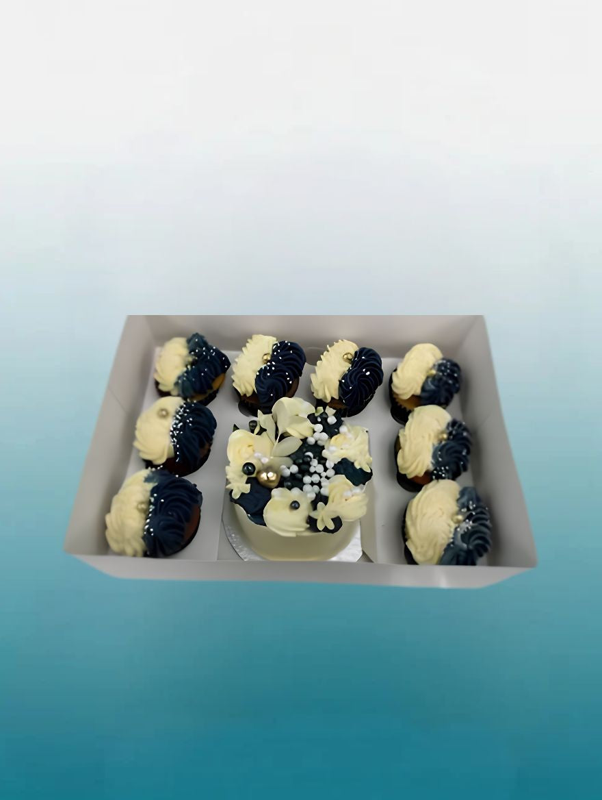 Midnight Luxe Bento Celebration Box | Cupcake & Cake Gift Set