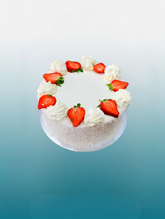 Snowy Coconut Strawberry Cake