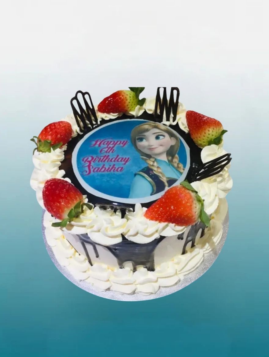 The Frozen Anna Strawberry Drip Picture Cake | Frozen Cake