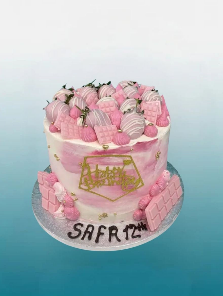 Pink Chocolate Strawberry Overload Celebration Cake
