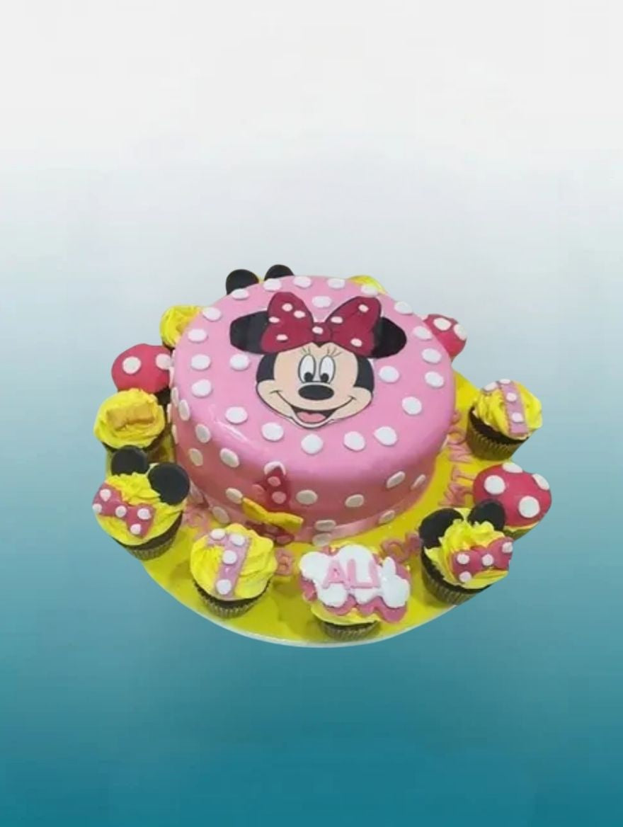 Minnie Mouse Cake with Cupcakes | Kids Birthday Cake