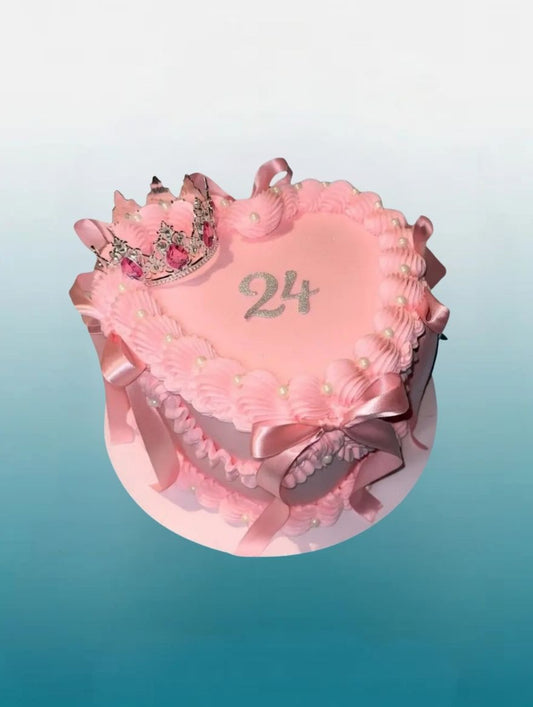 Pink Royal Heart Shape Vintage Cake