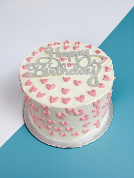 Pink Petal Hearts / Vintage Cake