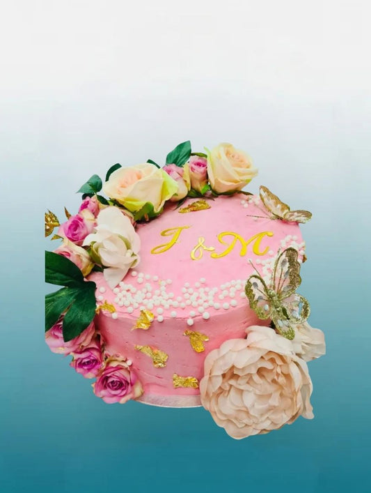 Blush Elegance Round Celebration Cake | Nikkah & Girls Cake