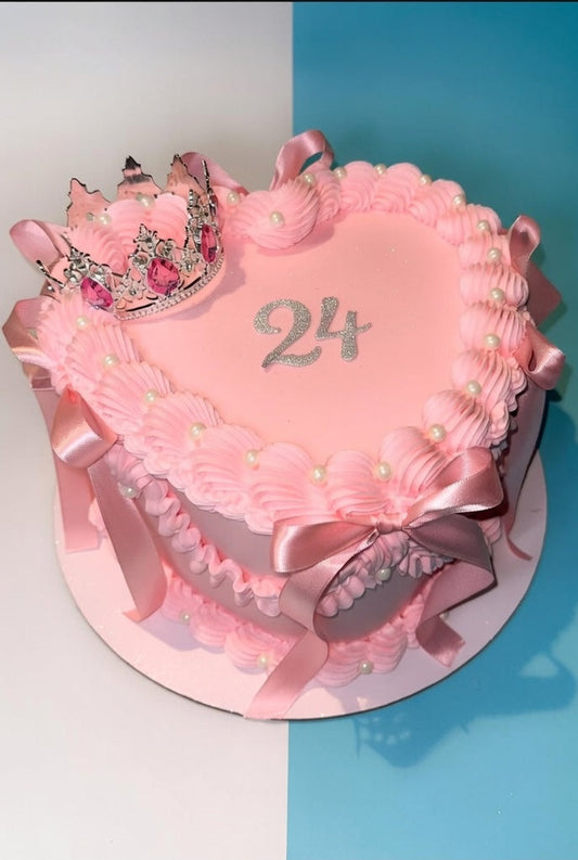 Pink Royal Heart Shape Vintage Cake
