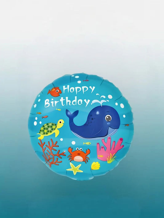 18" Happy Birthday Whale Balloon | Ocean Party Balloon