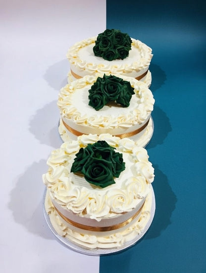 Rose & Gold Ribbon Wedding Cake ( Colour Customise)