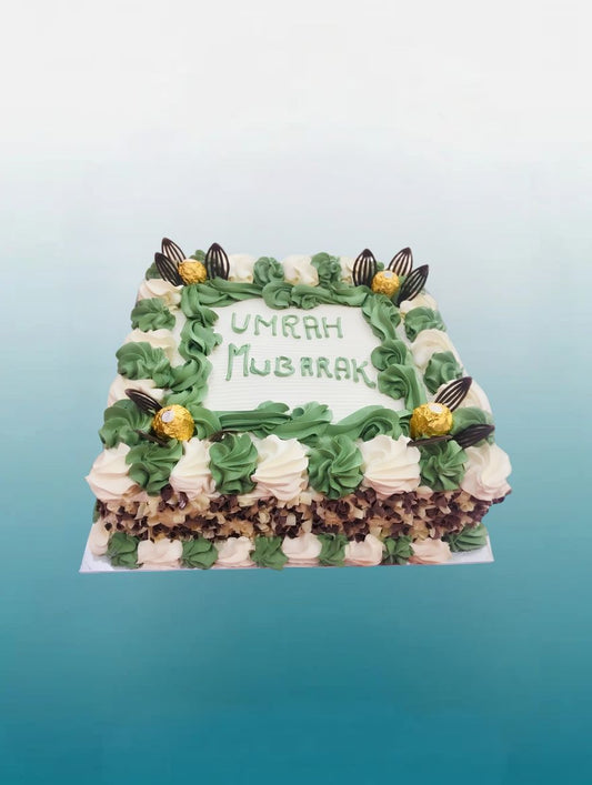 Umrah Mubarak Celebration Cake | Personalised Umrah & Birthday Cake