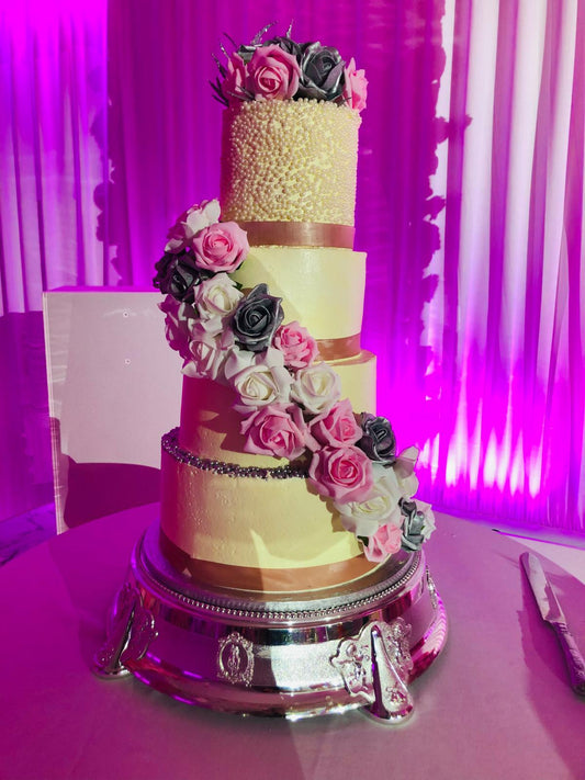 Decadent 4-Tier Creamy Celebration Wedding / Engagement / Nikkah Cake