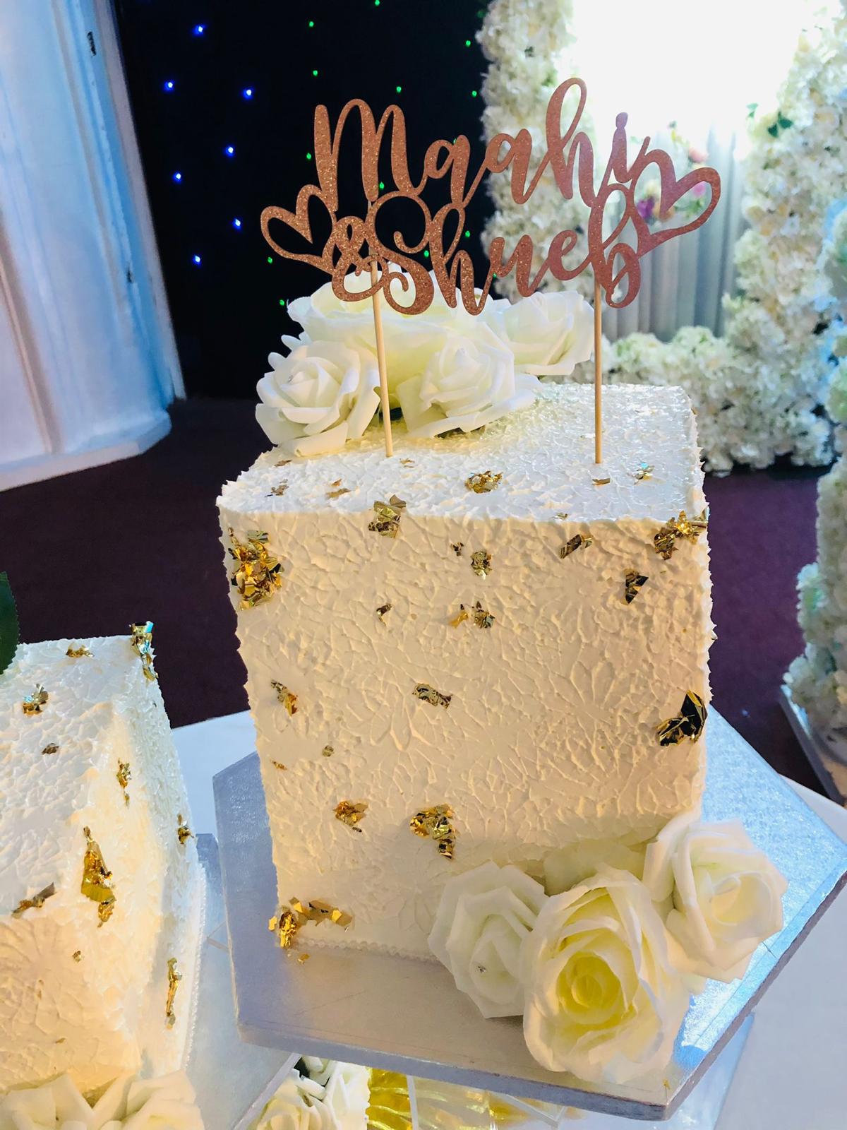 Set of Two Elegant Square Celebration / Nikkah /Engagement/ Wedding Cakes