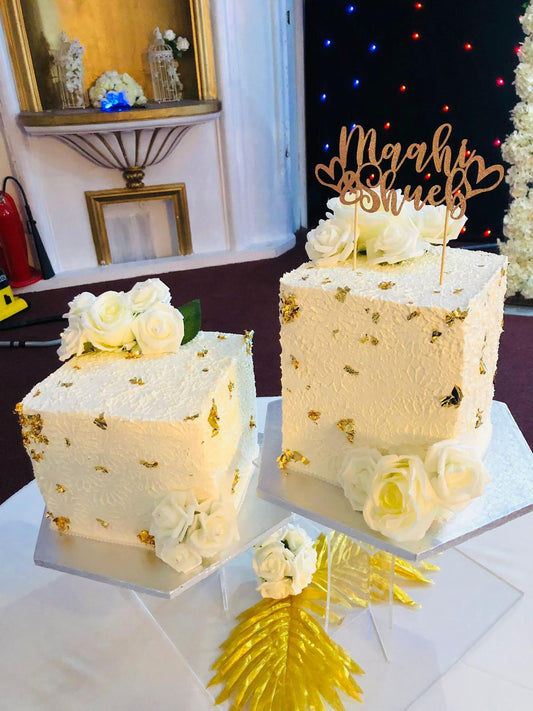 Set of Two Elegant Square Celebration / Nikkah /Engagement/ Wedding Cakes