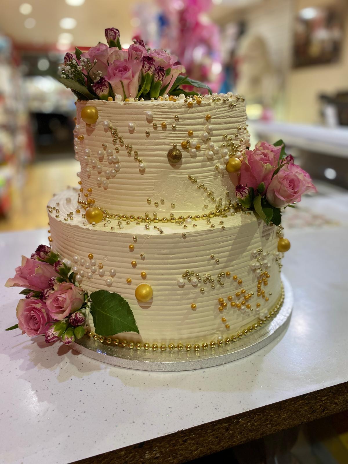 Elegant Two-Tier Celebration / Wedding / Nikkah / Engagement Cake